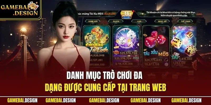 Danh mục trò chơi đa dạng được cung cấp tại trang web